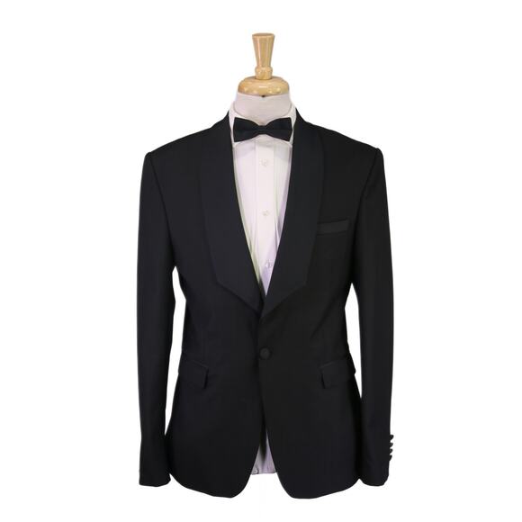 Miguel Wilson Black Shawl Lapel Tuxedo Blazer Jacket Super 180's Wool 40R